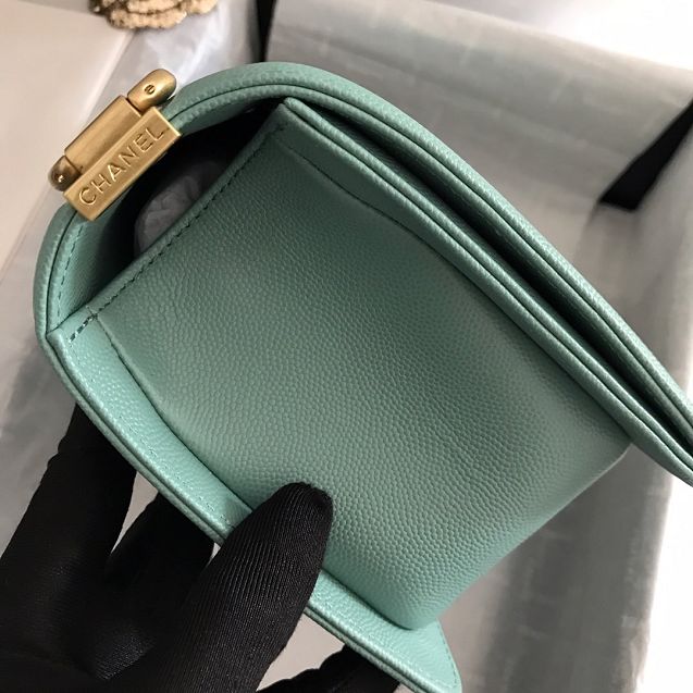 CC original grained calfskin boy handbag A67086-2 lake blue