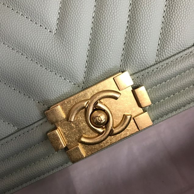 CC original grained calfskin boy handbag A67086-2 light green