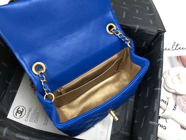 2020 CC original lambskin small flap bag AS1786 blue