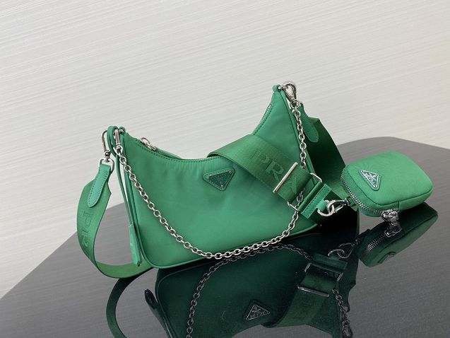 Prada original nylon shoulder bag 1BH204 green