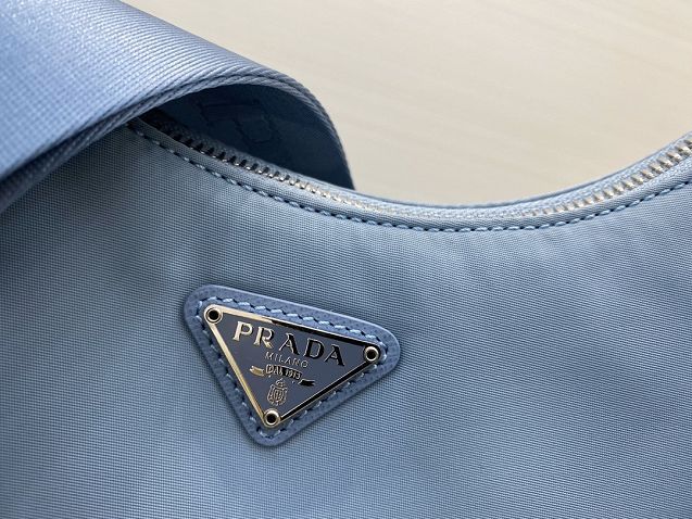 Prada original nylon shoulder bag 1BH204 light blue