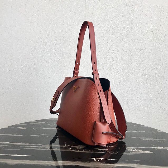Prada original saffiano leather matinee small handbag 1BA251 caramel