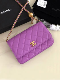 2020 CC original lambskin wallet on chain AP1450 purple