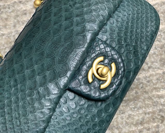 CC original python leather flap bag AS1787 green