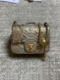 CC original python leather small flap bag AS1786 gold