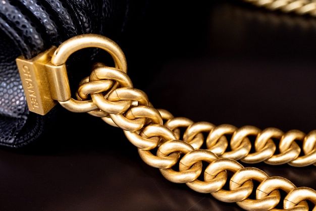CC original customized grained calfskin boy handbag A67086 black(bright gold)