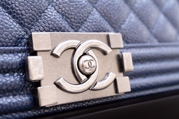 CC original customized grained calfskin boy handbag A67086 navy blue