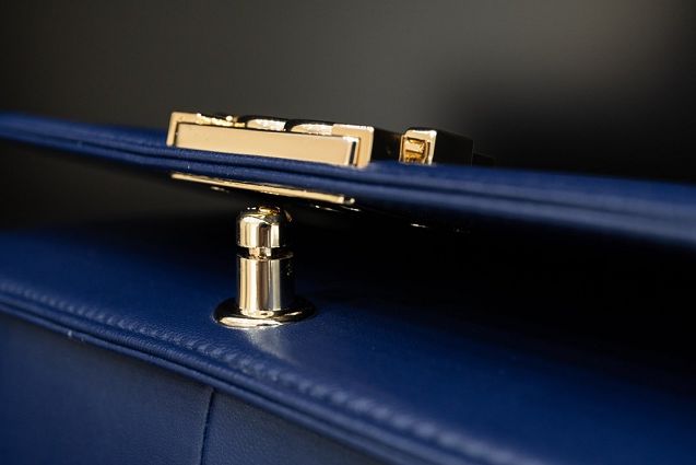 CC original customized lambskin boy handbag A67086-2 navy blue(smooth hardware)