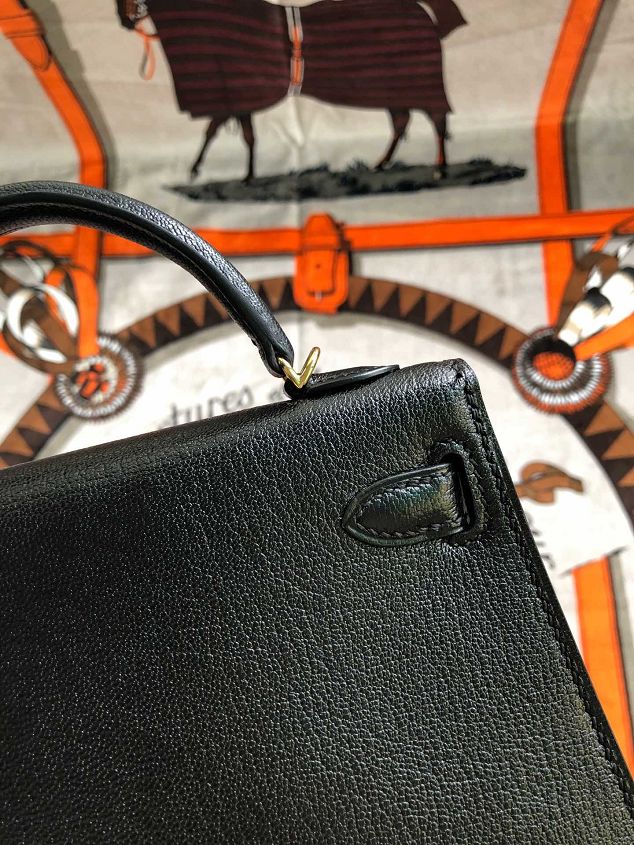 Hermes handmade original chevre leather mini kelly 19 bag H019 black