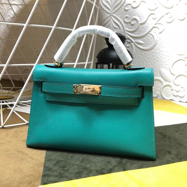 Hermes original epsom leather mini kelly 19 bag K0019 malachite green