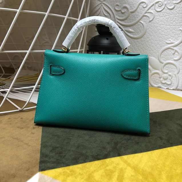 Hermes original epsom leather mini kelly 19 bag K0019 malachite green