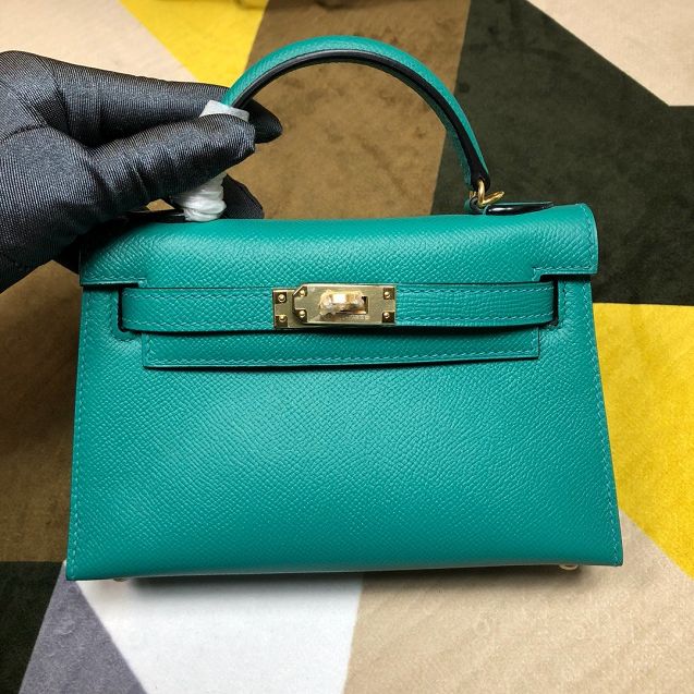 Hermes original epsom leather mini kelly 19 bag K0019 malachite green