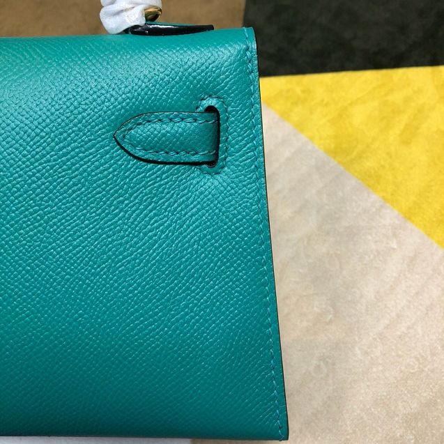 Hermes original epsom leather mini kelly 19 bag K0019 malachite green