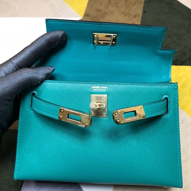 Hermes original epsom leather mini kelly 19 bag K0019 malachite green