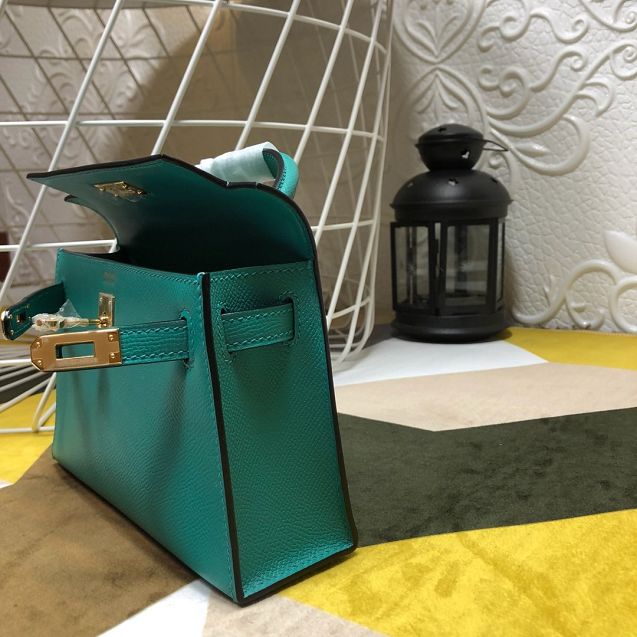 Hermes original epsom leather mini kelly 19 bag K0019 malachite green