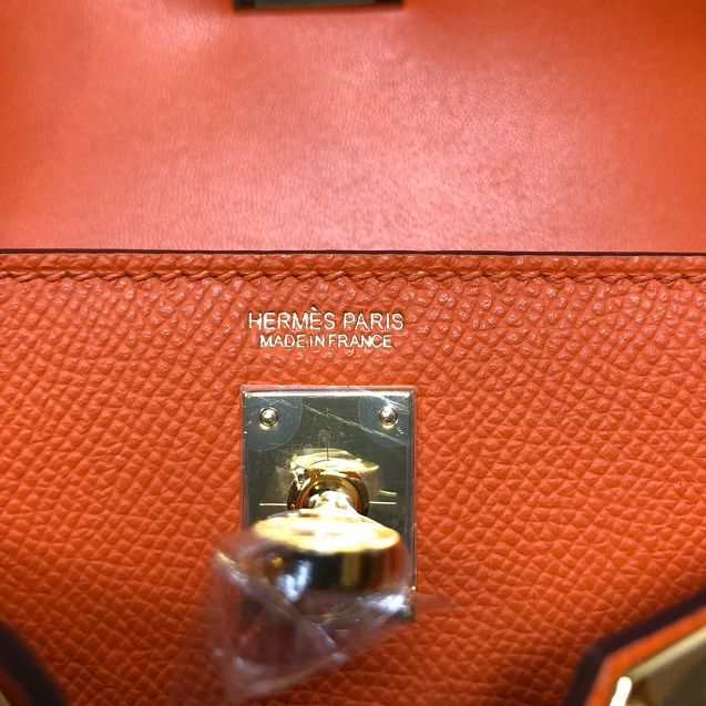 Hermes original epsom leather mini kelly 19 bag K0019 orange