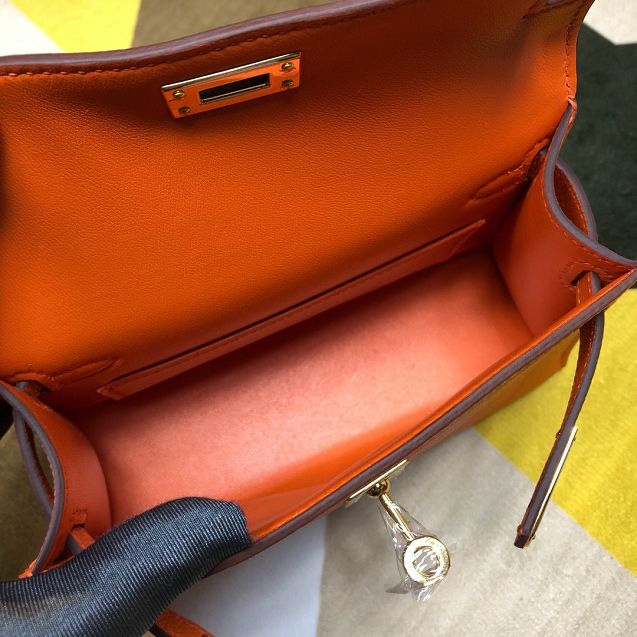 Hermes original epsom leather mini kelly 19 bag K0019 orange