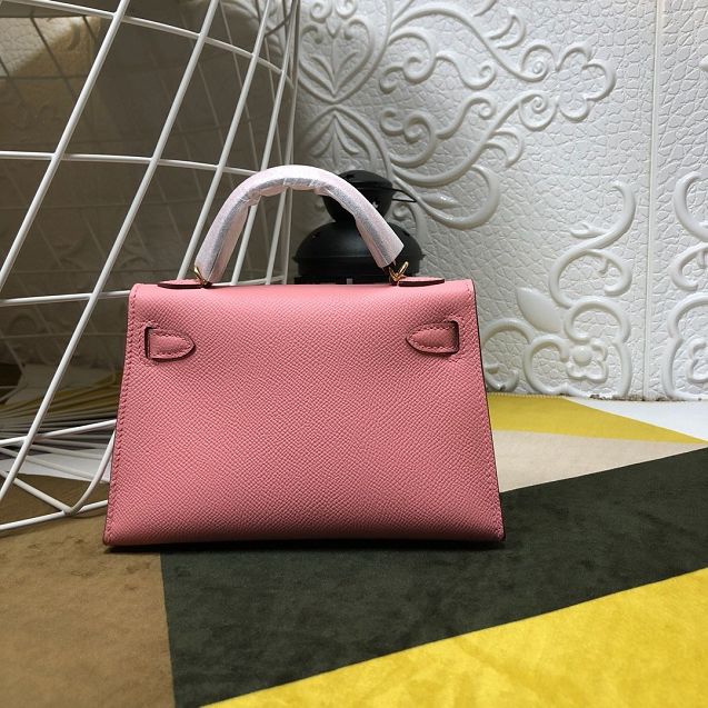 Hermes original epsom leather mini kelly 19 bag K0019 pink