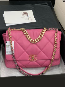 2020 CC original lambskin 19 maxi flap bag AS1162 dark pink