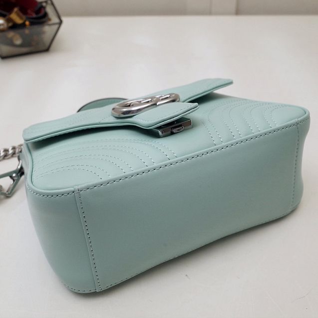 GG marmont original calfskin mini top handle bag 547260 pastel green