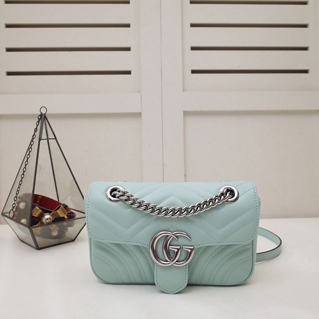 GG original calfskin marmont mini bag 446744 pastel green