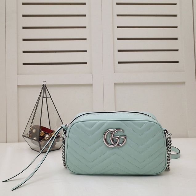 GG original calfskin marmont small shoulder bag 447632 pastel green