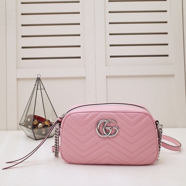 GG original calfskin marmont small shoulder bag 447632 pink