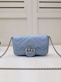 GG original calfskin marmont super mini bag 476433 light blue
