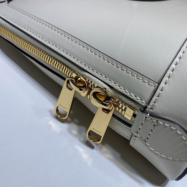 GG original calfskin horsebit 1955 small top handle bag 621220 white