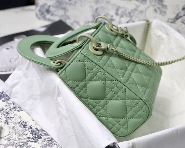 Dior original lambskin mini lady dior ultra-matte bag M0505 avocado green