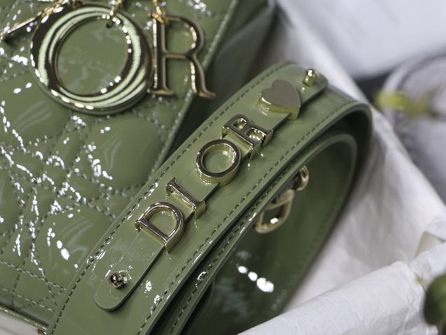 Dior original patent calfskin small my ABCdior bag M0538 olive