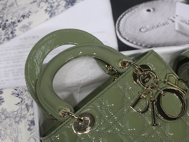 Dior original patent calfskin small my ABCdior bag M0538 olive