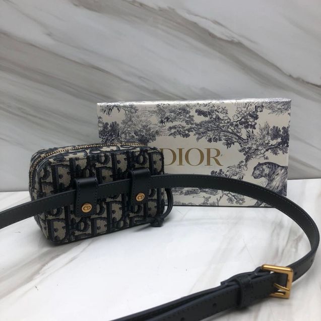 Dior original canvas Saddle belt pouch S5617 blue