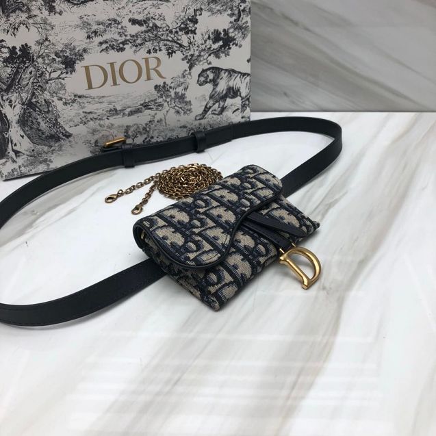 Dior original canvas Saddle belt pouch S5618 blue