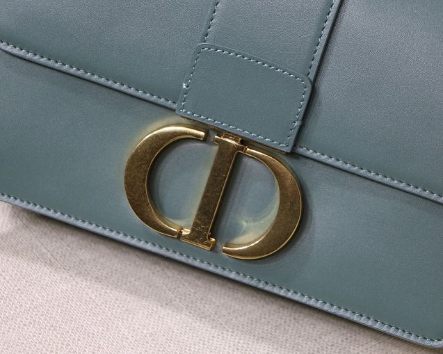 Dior original smooth calfskin 30 montaigne flap bag M9203 lake blue
