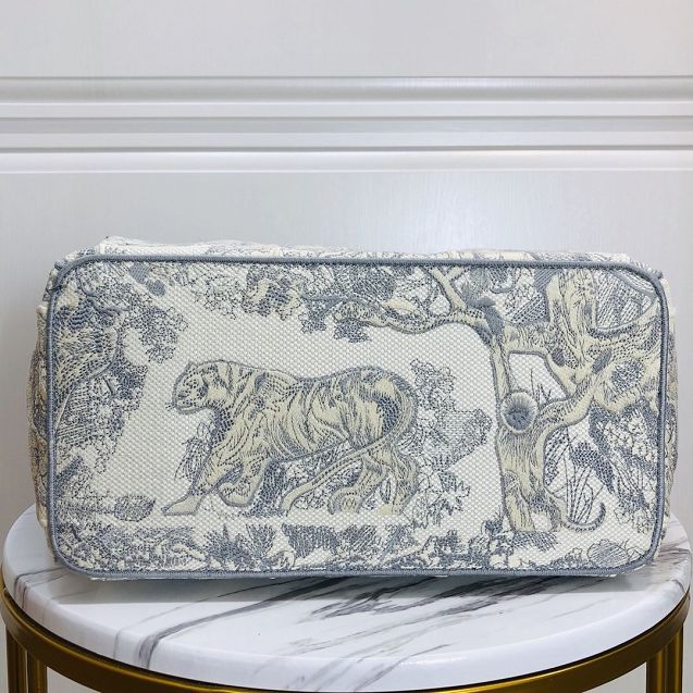 Dior original canvas large book tote bag M1290 light grey tiger