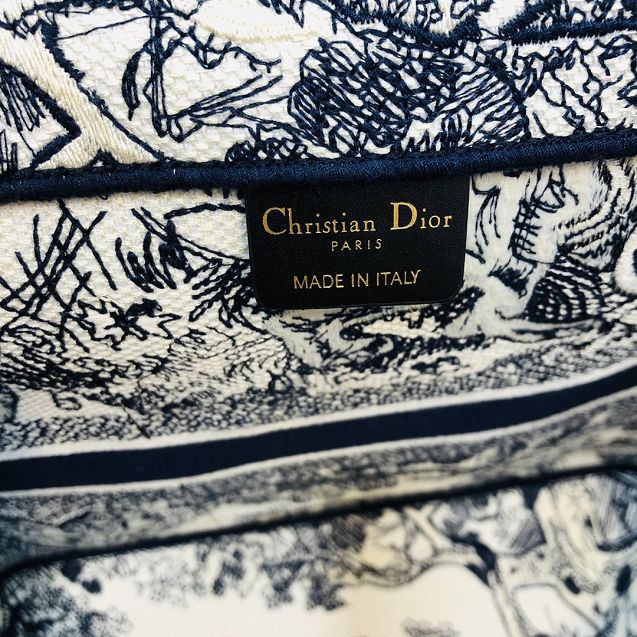 Dior original canvas large book tote bag M1290 dark blue tiger
