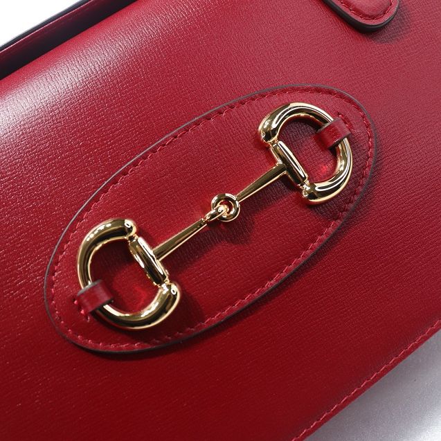 GG original calfskin horsebit 1955 small top handle bag 627323 red