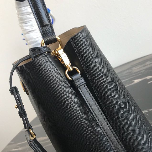 Prada original saffiano leather medium panier bag 1BA212 black