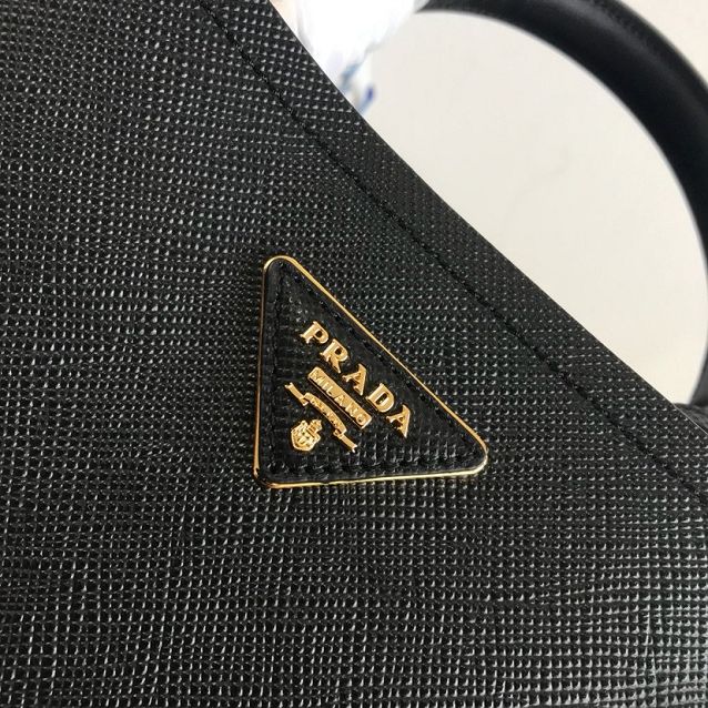 Prada original saffiano leather medium panier bag 1BA212 black&red