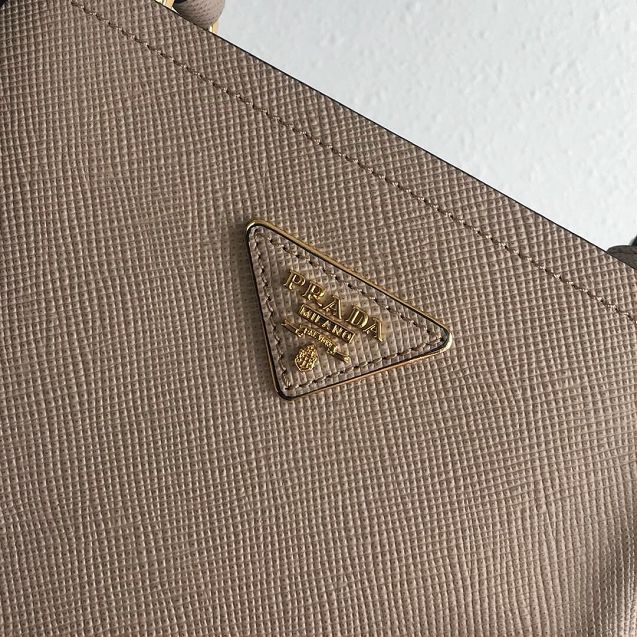 Prada original saffiano leather medium panier bag 1BA212 light grey