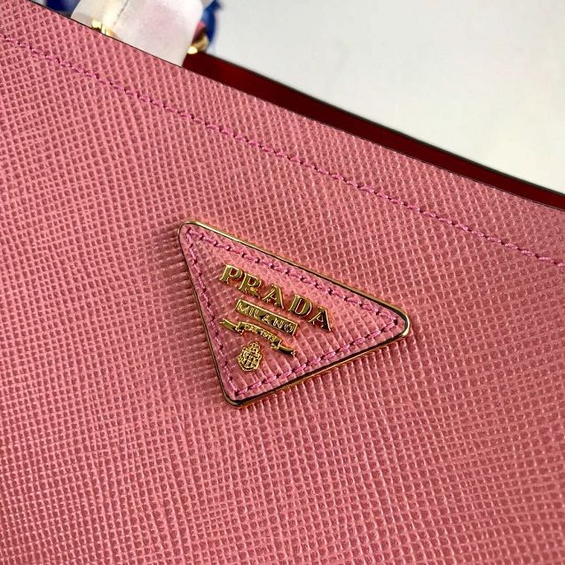 Prada original saffiano leather medium panier bag 1BA212 pink