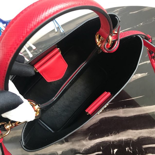 Prada original saffiano leather medium panier bag 1BA212 red