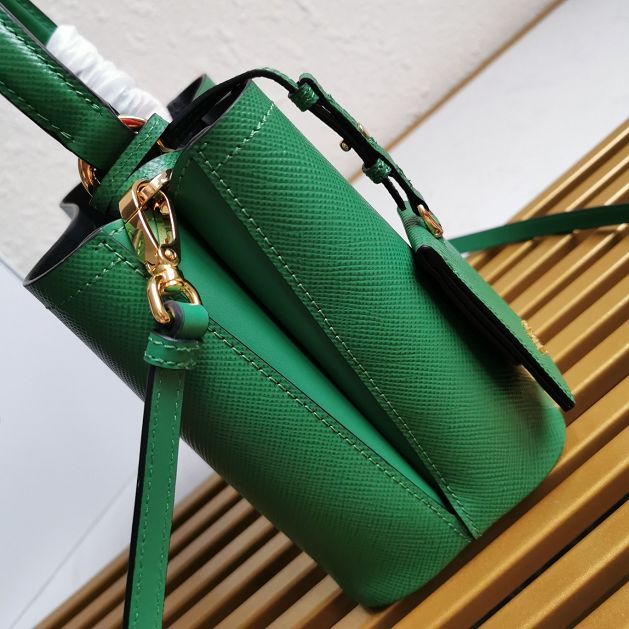 Prada original saffiano leather small panier bag 1BA217 green