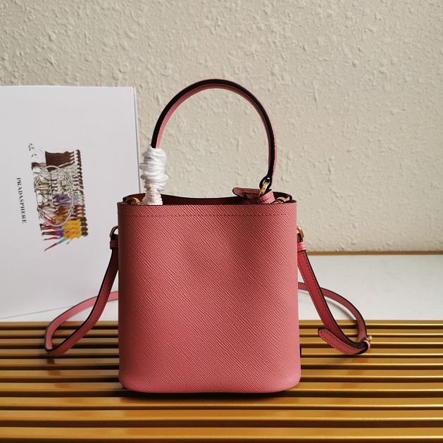 Prada original saffiano leather small panier bag 1BA217 pink