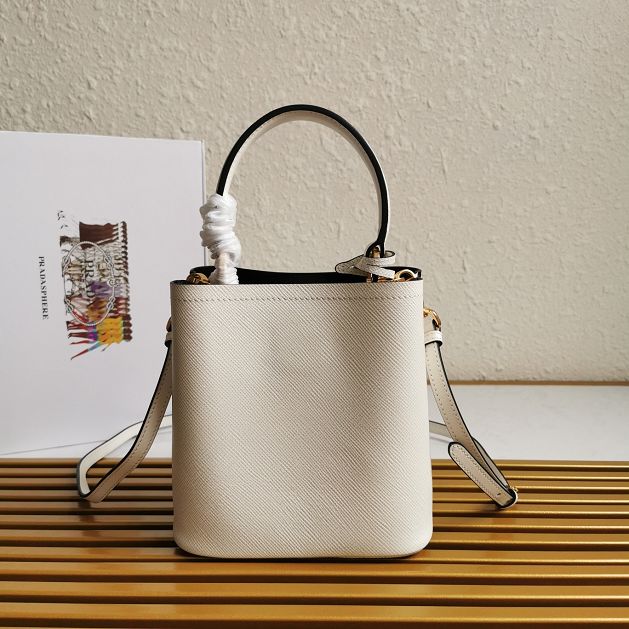 Prada original saffiano leather small panier bag 1BA217 white