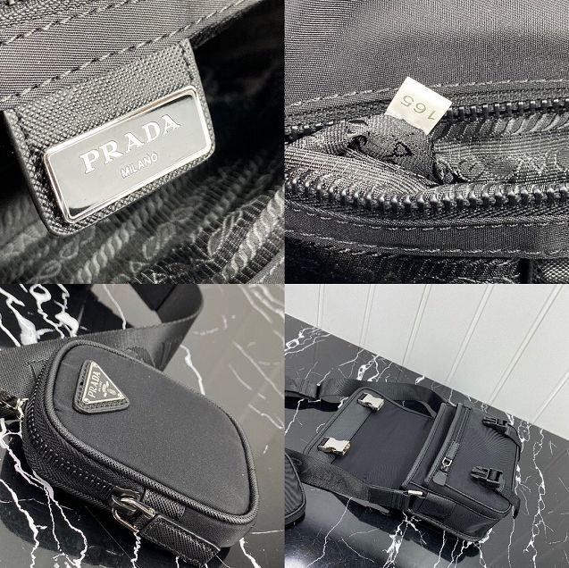 Prada original nylon shoulder bag 2VD034 black 