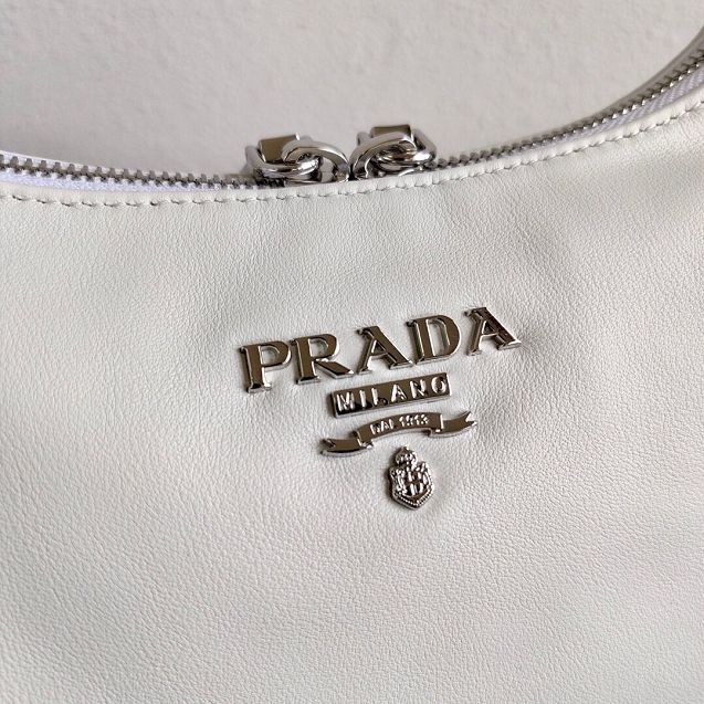 Prada original calfskin hobo bag 1BC132 white