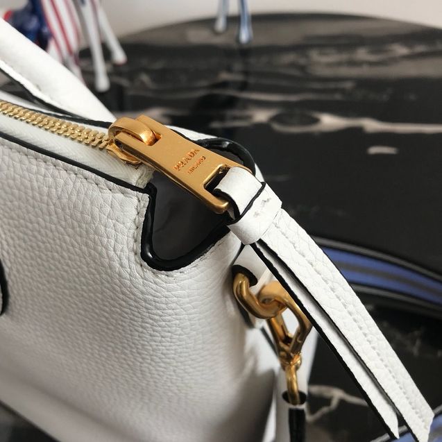 Prada original grained calfskin tote handbag 1BA157 white