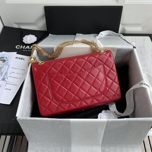 CC original aged calfskin large 2.55 flap handbag A37587 red